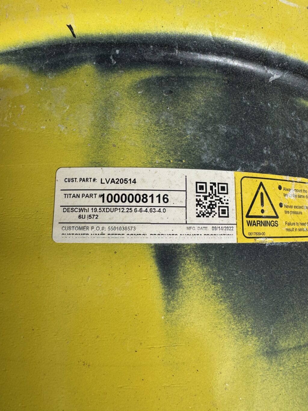 12.5X19.5 Used John Deere Rim - Image 2